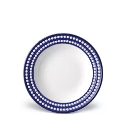 Hot Sale 😀 L'Objet Perlee Bleu Rimmed Soup Plate Blue, White 🎁