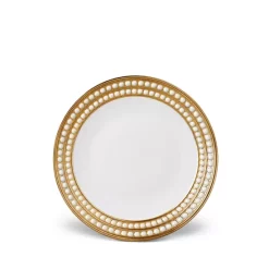 Outlet 😉 L'Objet Perlée Gold Dessert Plate Gold And White ❤️