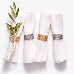 Coupon 🧨 L'Objet Matte Braid Napkin Jewel Rings, Set Of 4 Platinum 🤩 -L'Objet Shop unnamed file 326