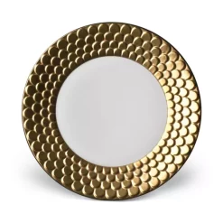 Best Sale 😀 L'Objet Aegean Sculpted Dessert Plate White/24k Gold ⌛