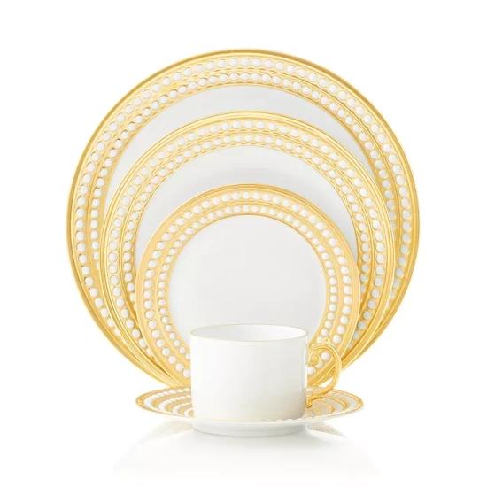 Outlet 🛒 L'Objet Perlee Gold Dinnerware Gold And White 😉 3 Outlet 🛒 L'Objet Perlee Gold Dinnerware Gold And White 😉