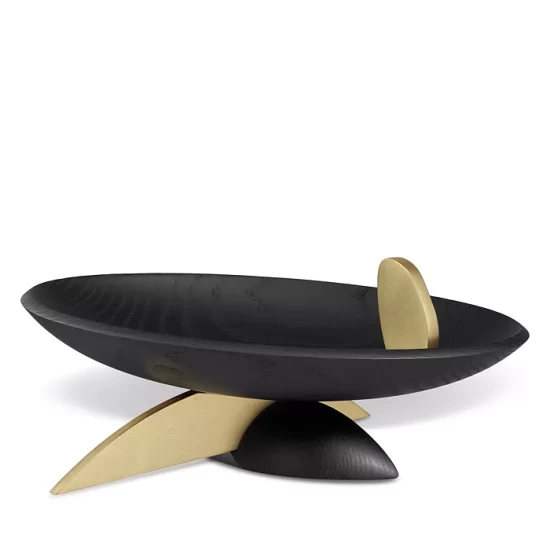 New ⌛ L'Objet Kelly Behun Leaf Black Oval Bowl On Stand 👍 3 New ⌛ L'Objet Kelly Behun Leaf Black Oval Bowl On Stand 👍