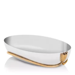 Budget 😉 L'Objet Deco Leaves Large Oval Boat Silver 👏