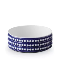 Deals 🧨 L'Objet Perlee Bleu Deep Serving Bowl, Medium Blue, White 🎉