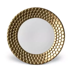 Promo 👏 L'Objet Aegean Sculpted Dinner Plate White/24k Gold 👏