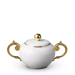 Best Sale ⭐ L'Objet Aegean Sugar Bowl White/24k Gold 🥰