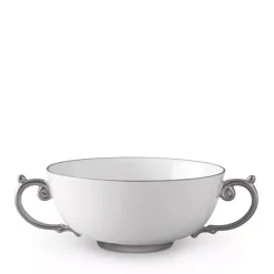 Best Pirce 😉 L'Objet Aegean Soup Bowl With Handles White/platinum 🤩