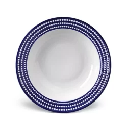 Best Pirce ❤️ L'Objet Perlee Bleu Round Serving Bowl Blue, White 😍