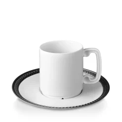 Buy 🧨 L'Objet Soie Tressee Black Espresso Cup And Saucer White/black ❤️