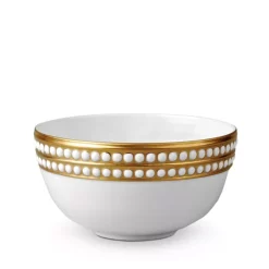 Outlet 🛒 L'Objet Perlee Gold Soup Bowl Gold, White ✨